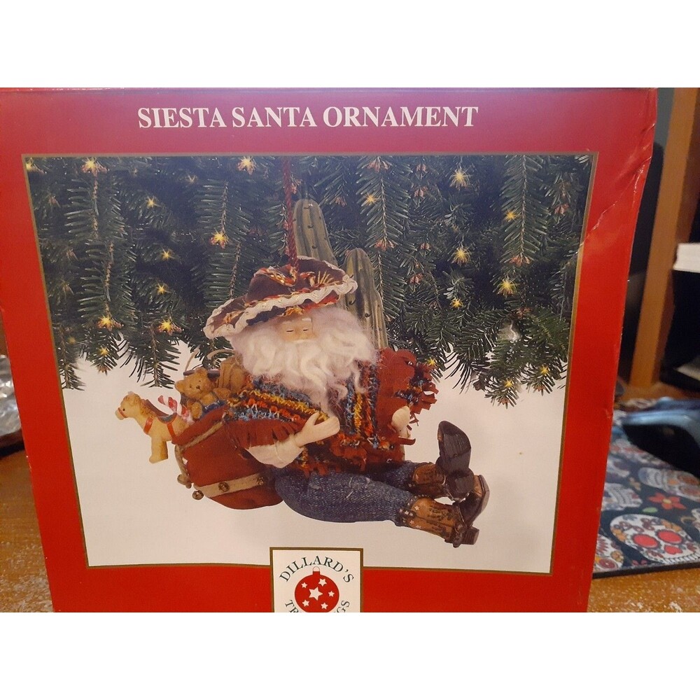 Dillards Trimmings Vintage Siesta Santa Ornament Santa Claus Southwest - large!